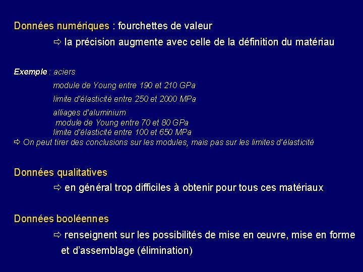 Données numériques : fourchettes de valeur la précision augmente avec celle de la définition