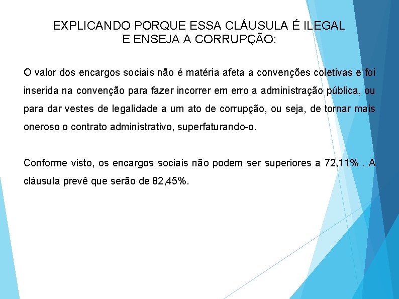 EXPLICANDO PORQUE ESSA CLÁUSULA É ILEGAL E ENSEJA A CORRUPÇÃO: O valor dos encargos