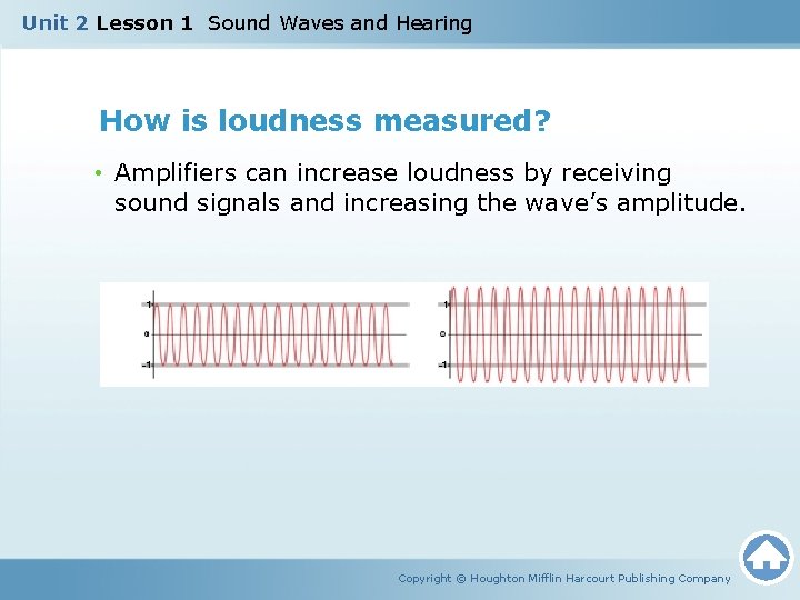 Unit 2 Lesson 1 Sound Waves and Hearing How is loudness measured? • Amplifiers