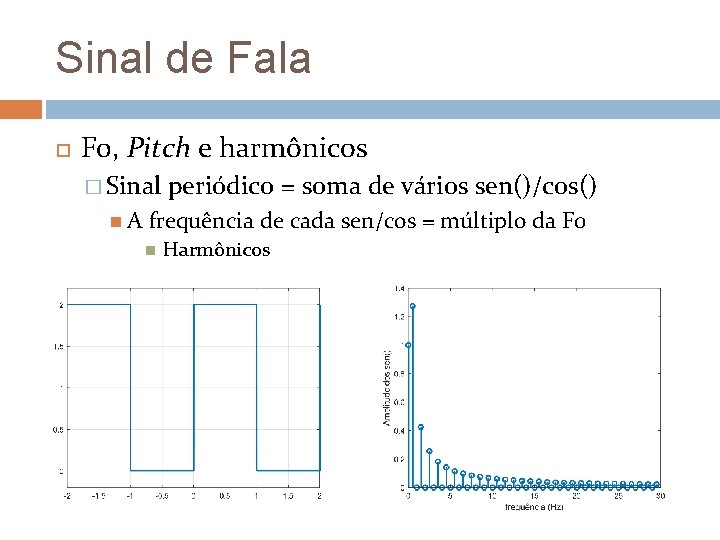 Sinal de Fala F 0, Pitch e harmônicos � Sinal A periódico = soma