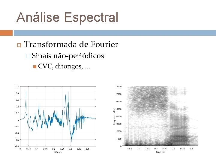 Análise Espectral Transformada de Fourier � Sinais não-periódicos CVC, ditongos, . . . 