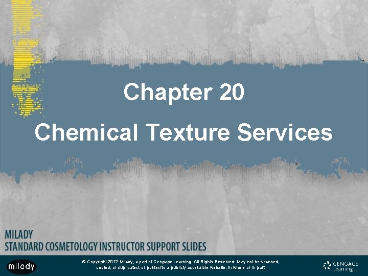 Chapter 20 Chemical Texture Services © Copyright 2012 Milady, a part of Cengage Learning.