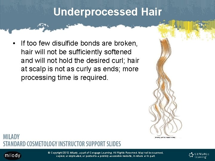 Underprocessed Hair • If too few disulfide bonds are broken, hair will not be