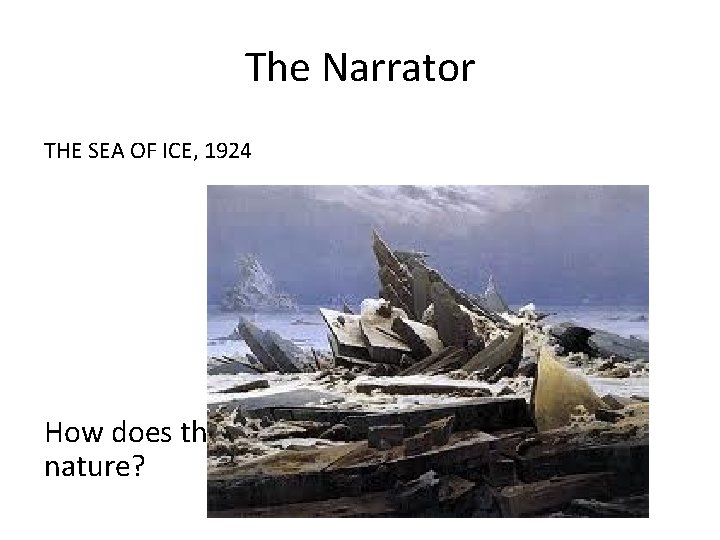 The Narrator THE SEA OF ICE, 1924 How does this painting represent man and