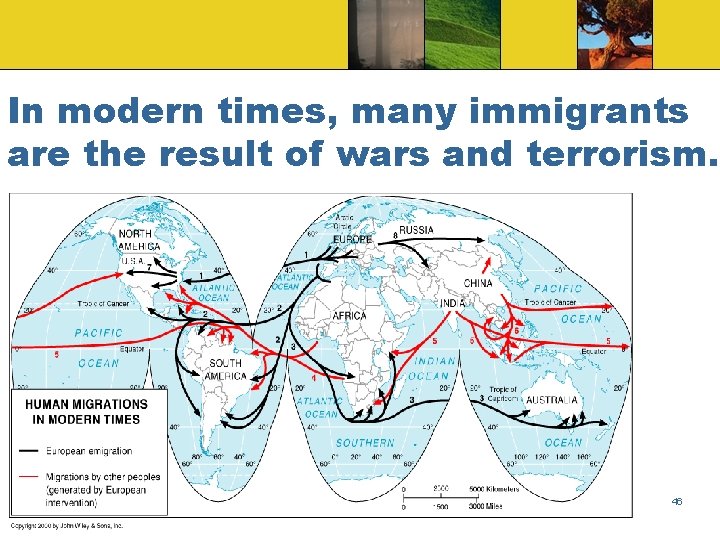 In modern times, many immigrants are the result of wars and terrorism. Globalization &