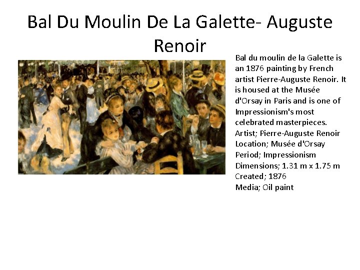 Bal Du Moulin De La Galette- Auguste Renoir Bal du moulin de la Galette