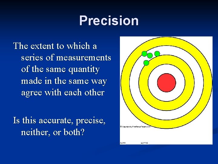 Precision The extent to which a series of measurements of the same quantity made Precision The extent to which a series of measurements of the same quantity made