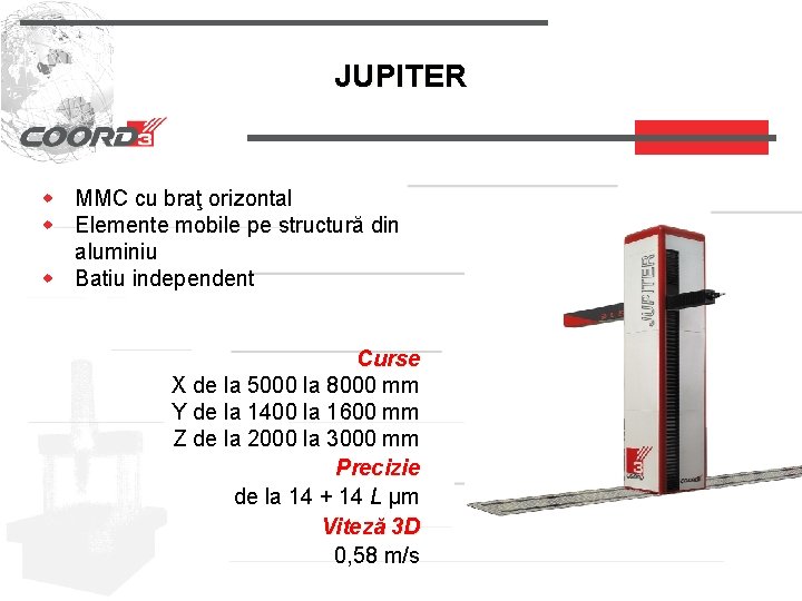 JUPITER w MMC cu braţ orizontal w Elemente mobile pe structură din aluminiu w