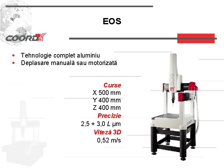 EOS w Tehnologie complet aluminiu w Deplasare manuală sau motorizată Curse X 500 mm