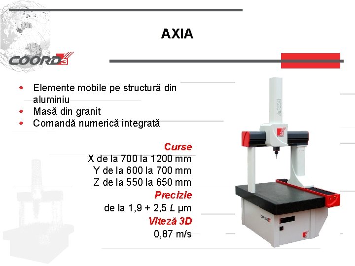 AXIA w Elemente mobile pe structură din aluminiu w Masă din granit w Comandă