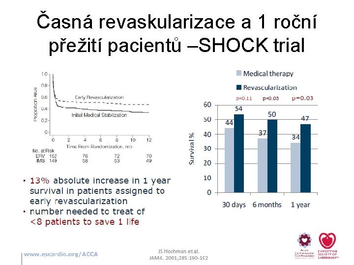 Časná revaskularizace a 1 roční přežití pacientů –SHOCK trial 