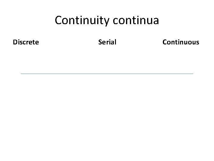 Continuity continua Discrete Serial Continuous 