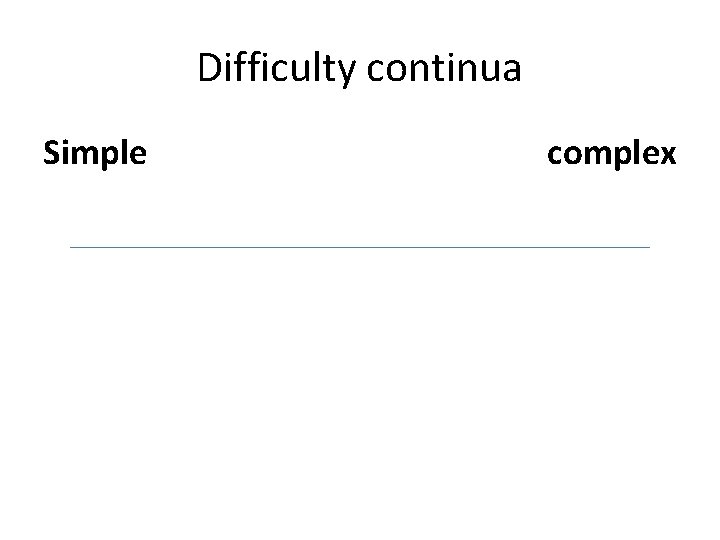 Difficulty continua Simple complex 