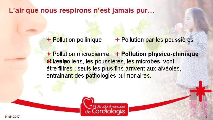 L’air que nous respirons n’est jamais pur… Pollution pollinique Pollution par les poussières Pollution