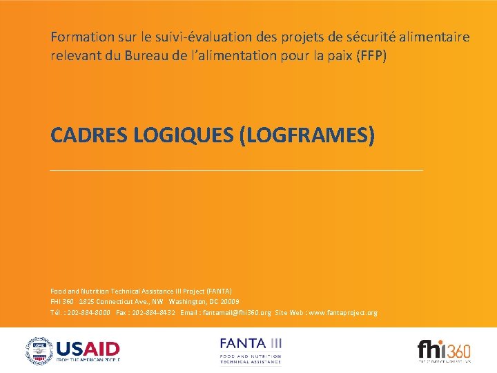 Formation sur le suivi-évaluation des projets de sécurité alimentaire relevant du Bureau de l’alimentation