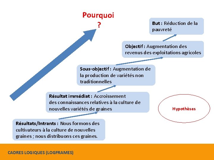 Pourquoi ? But : Réduction de la pauvreté Objectif : Augmentation des revenus des