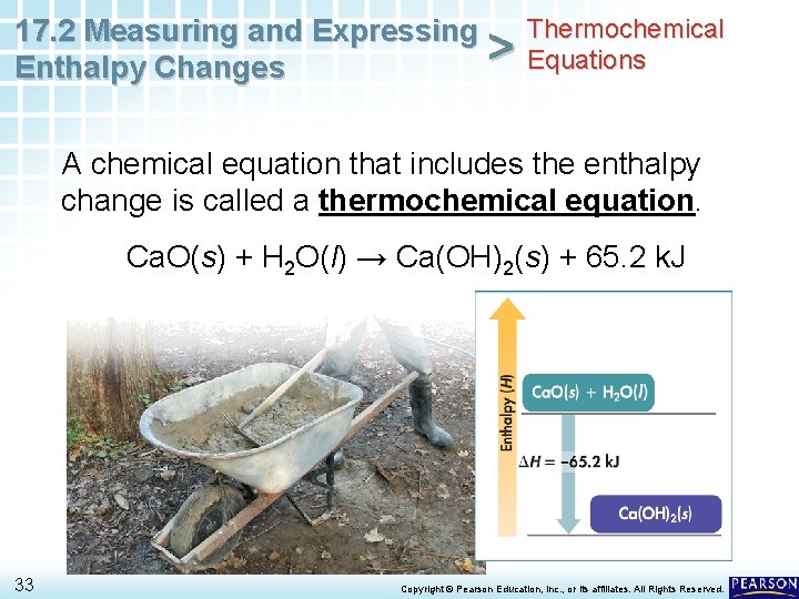 Thermochemical 17. 2 Measuring and Expressing > Equations Enthalpy Changes A chemical equation that
