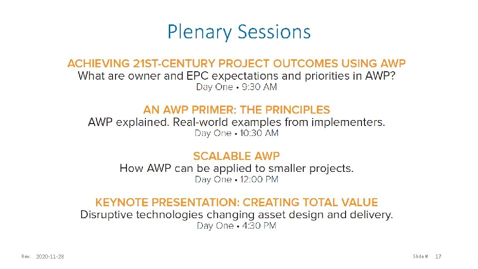 Plenary Sessions Rev. 2020 -11 -28 Slide # 17 