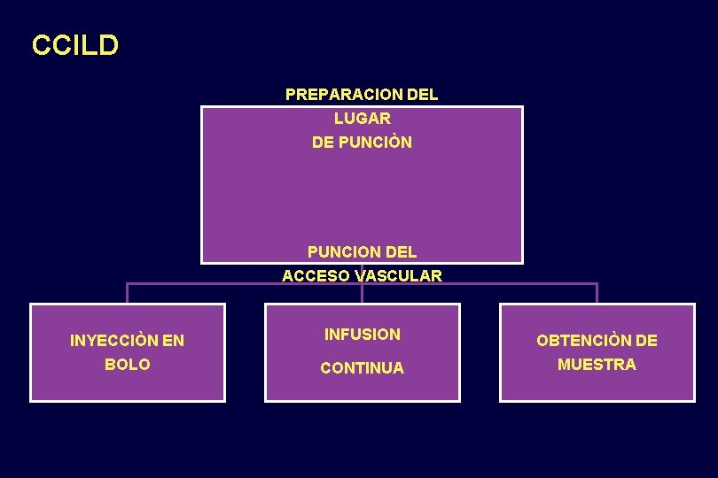 CCILD PREPARACION DEL LUGAR DE PUNCIÒN PUNCION DEL ACCESO VASCULAR INYECCIÒN EN INFUSION OBTENCIÒN