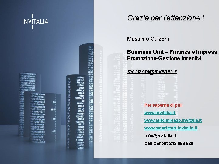 Grazie per l’attenzione ! Slide titolo Massimo Calzoni Business Unit – Finanza e Impresa