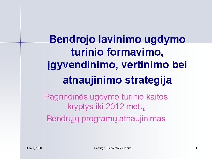 Bendrojo lavinimo ugdymo turinio formavimo, įgyvendinimo, vertinimo bei atnaujinimo strategija Pagrindinės ugdymo turinio kaitos