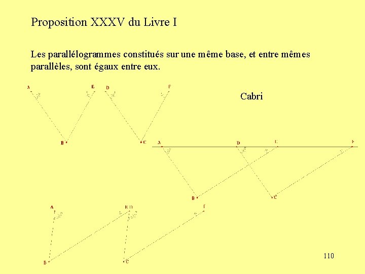 Proposition XXXV du Livre I Les parallélogrammes constitués sur une même base, et entre