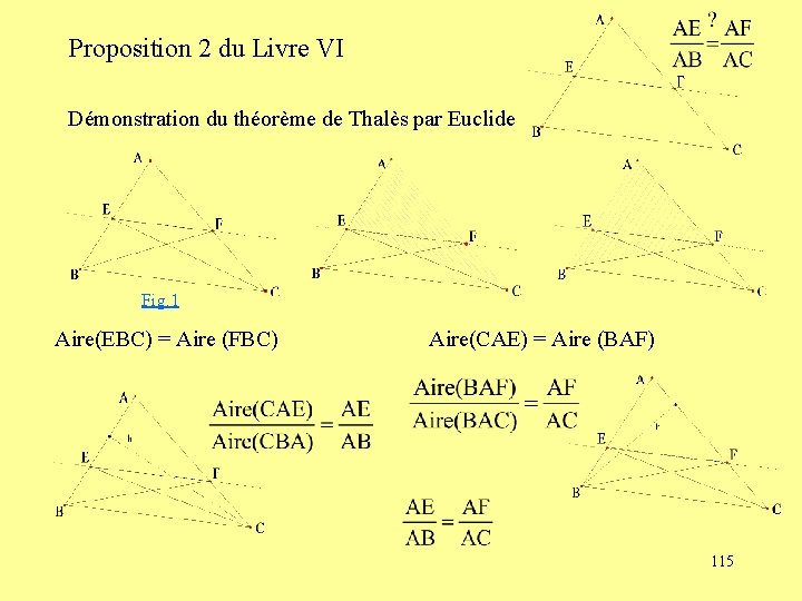 Proposition 2 du Livre VI Démonstration du théorème de Thalès par Euclide Fig. 1