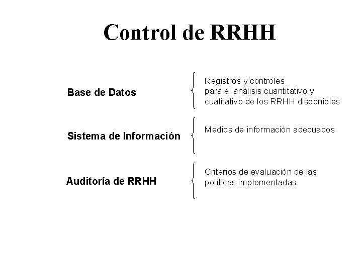 Control de RRHH Base de Datos Sistema de Información Auditoría de RRHH Registros y