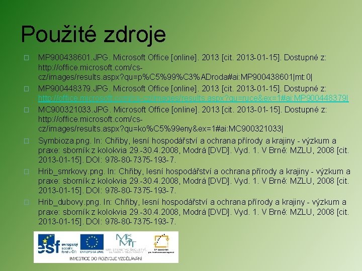 Použité zdroje � � � MP 900438601. JPG. Microsoft Office [online]. 2013 [cit. 2013