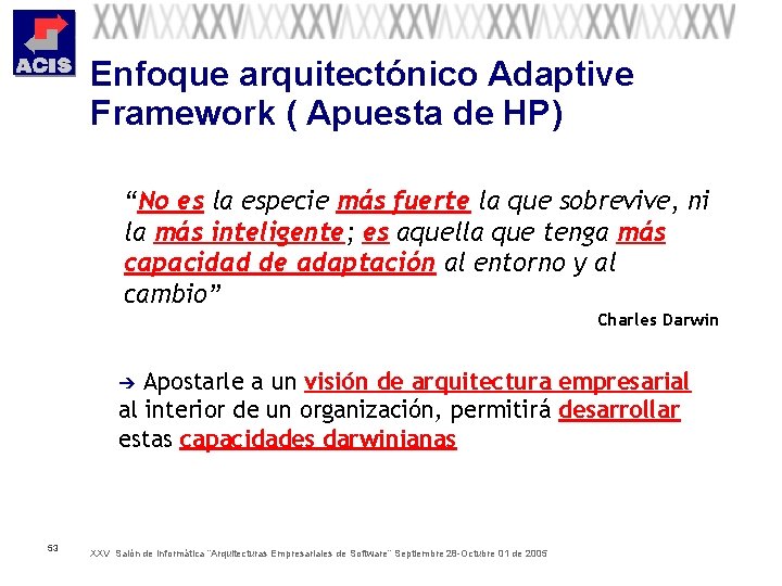 Enfoque arquitectónico Adaptive Framework ( Apuesta de HP) “No es la especie más fuerte