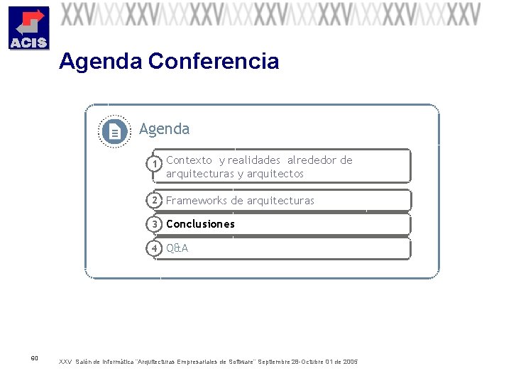 Agenda Conferencia Agenda 1 Contexto y realidades alrededor de arquitecturas y arquitectos 2 Frameworks