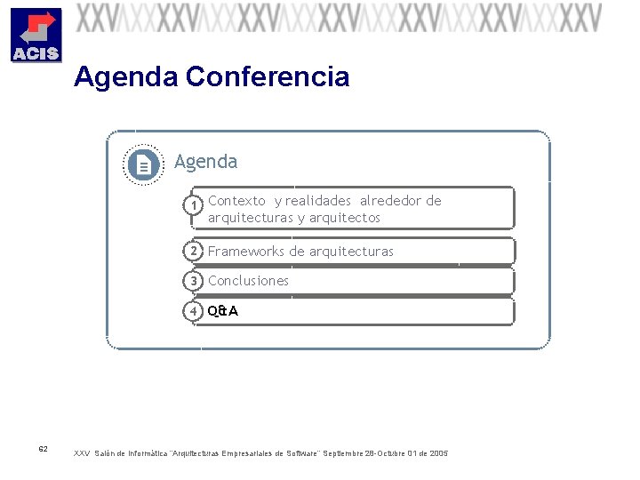 Agenda Conferencia Agenda 1 Contexto y realidades alrededor de arquitecturas y arquitectos 2 Frameworks