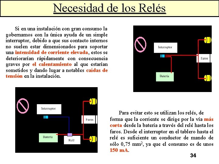 Necesidad de los Relés Si en una instalación con gran consumo la gobernamos con