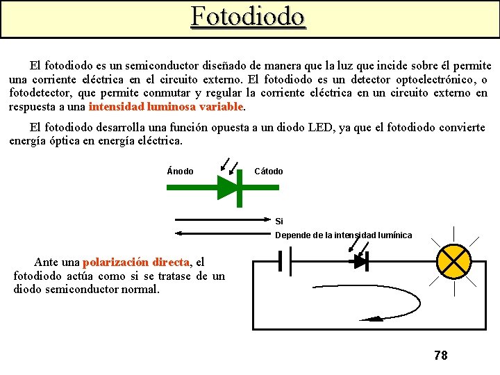 Fotodiodo El fotodiodo es un semiconductor diseñado de manera que la luz que incide