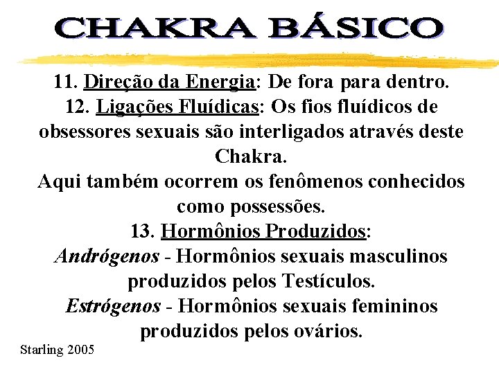 11. Direção da Energia: De fora para dentro. 12. Ligações Fluídicas: Os fios fluídicos