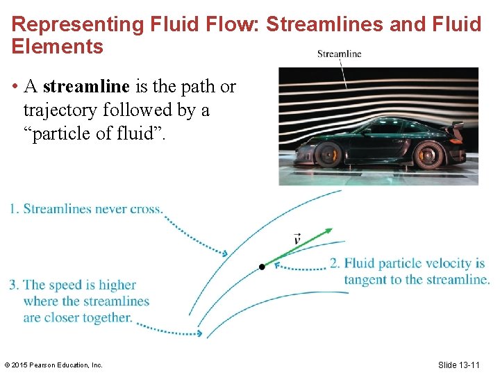Representing Fluid Flow: Streamlines and Fluid Elements • A streamline is the path or