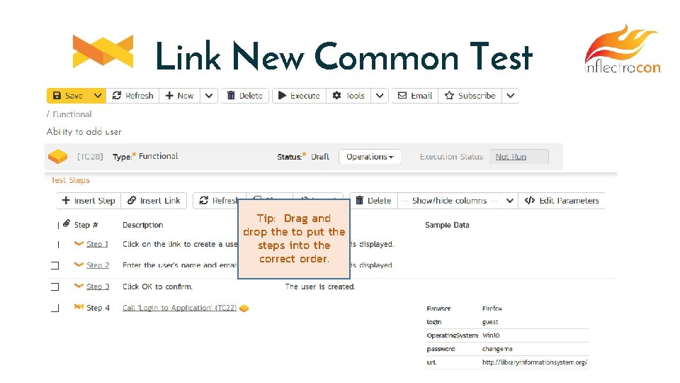 Link New Common Test Tip: Drag and drop the to put the steps into
