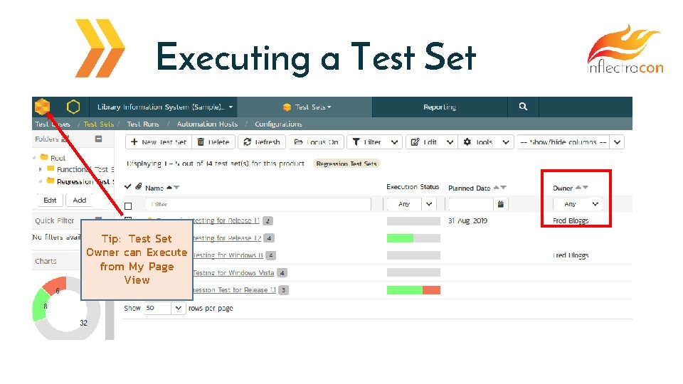 Executing a Test Set Tip: Right Click for drop to. Test Tip: down Select