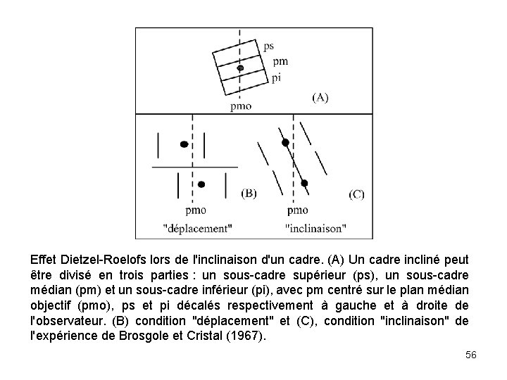 Effet Dietzel-Roelofs lors de l'inclinaison d'un cadre. (A) Un cadre incliné peut être divisé