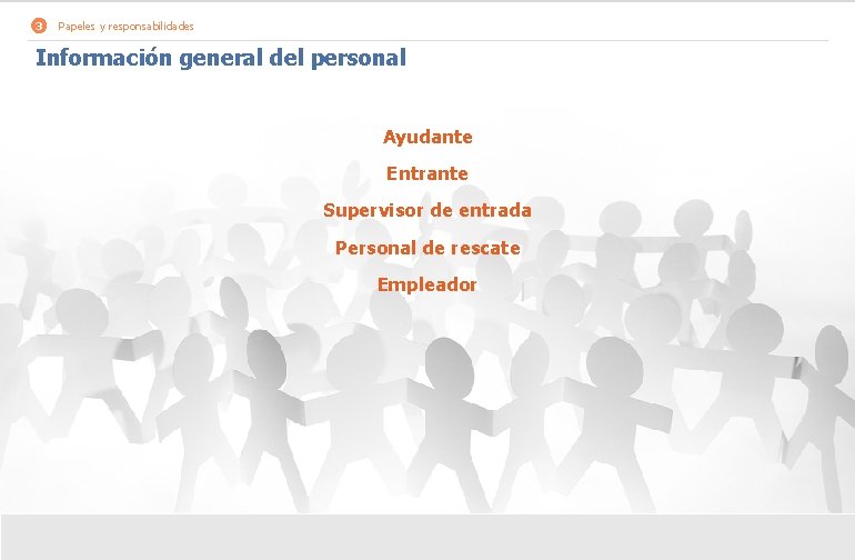 3 Papeles y responsabilidades Información general del personal Ayudante Entrante Supervisor de entrada Personal