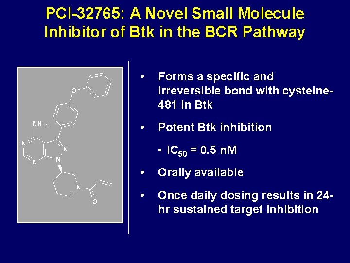 PCI-32765: A Novel Small Molecule Inhibitor of Btk in the BCR Pathway • Forms