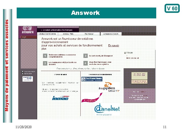 Moyens de paiement et services associés Answork 11/28/2020 V 60 11 