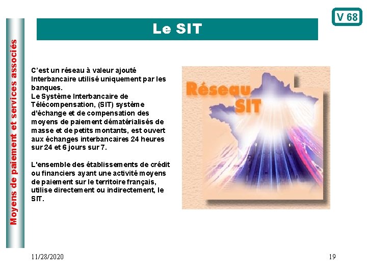 V 68 Moyens de paiement et services associés Le SIT C’est un réseau à