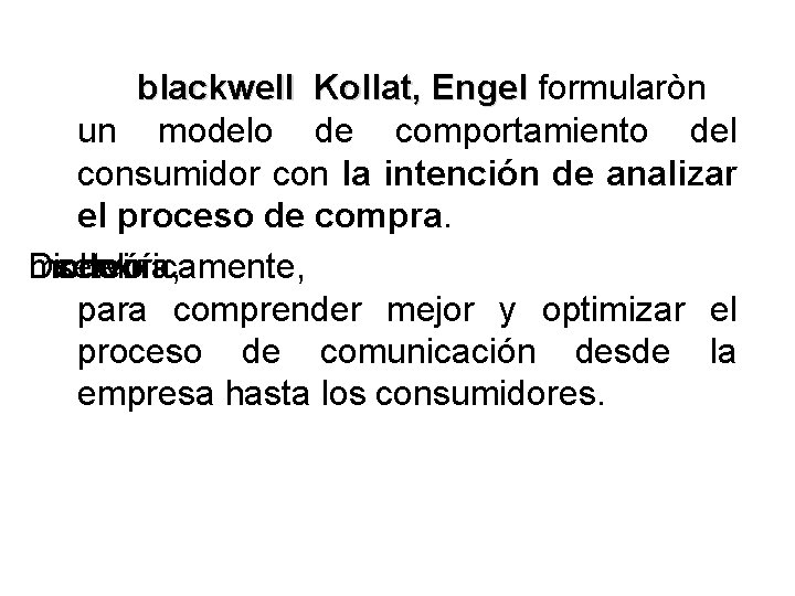 blackwell Kollat, Engel formularòn un modelo de comportamiento del consumidor con la intención de