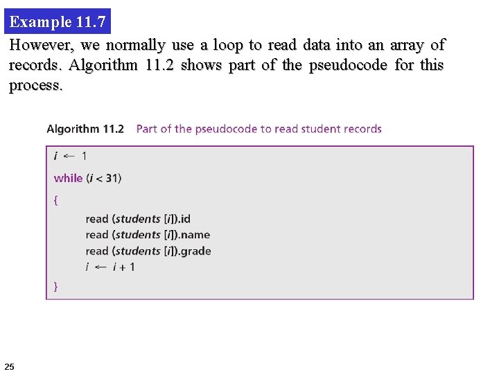 Example 11. 7 However, we normally use a loop to read data into an