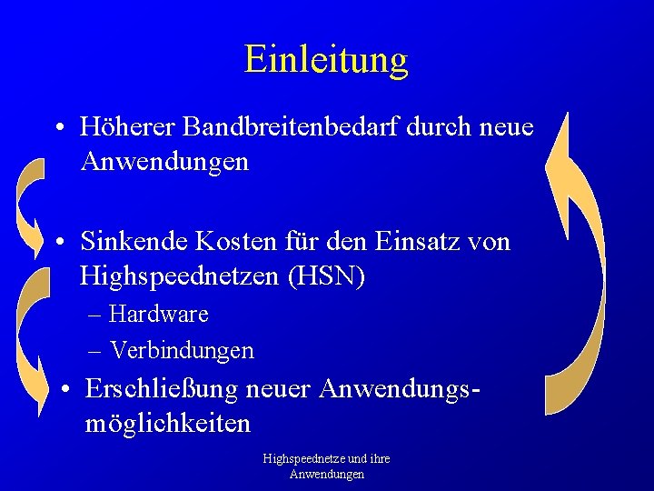 Einleitung • Höherer Bandbreitenbedarf durch neue Anwendungen • Sinkende Kosten für den Einsatz von