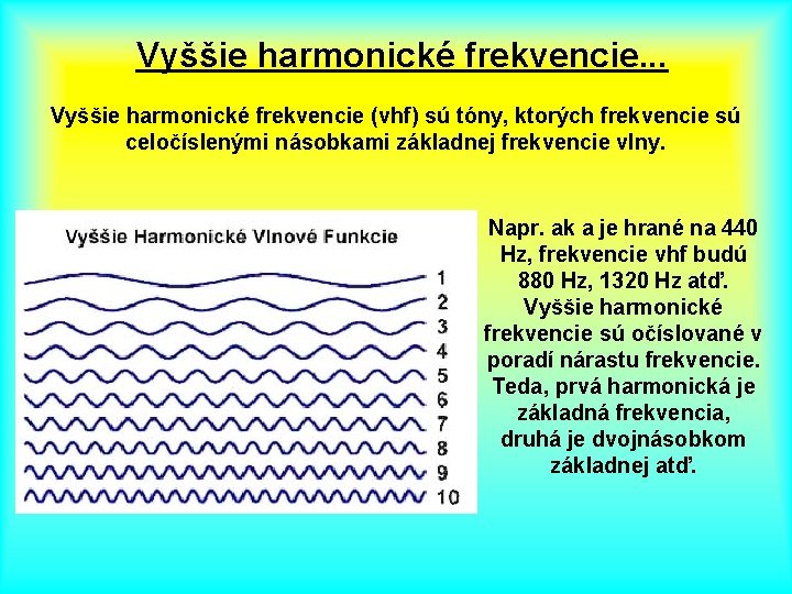Vyššie harmonické frekvencie. . . Vyššie harmonické frekvencie (vhf) sú tóny, ktorých frekvencie sú