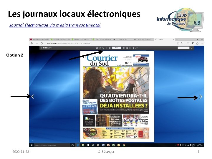 Les journaux locaux électroniques Journal électronique via media transcontinental Option 2 2020 -11 -28