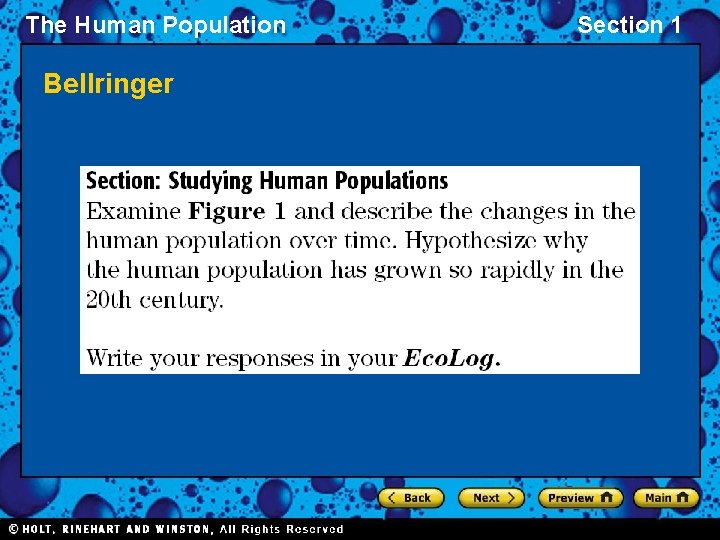 The Human Population Bellringer Section 1 