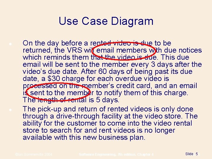 Use Case Diagram On the day before a rented video is due to be